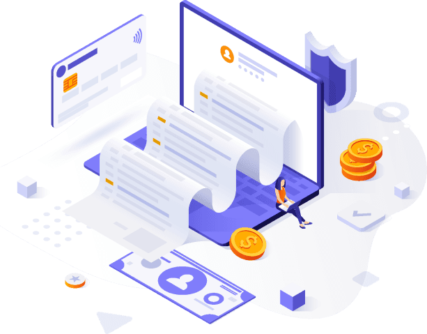 Illustration of a document and banknotes